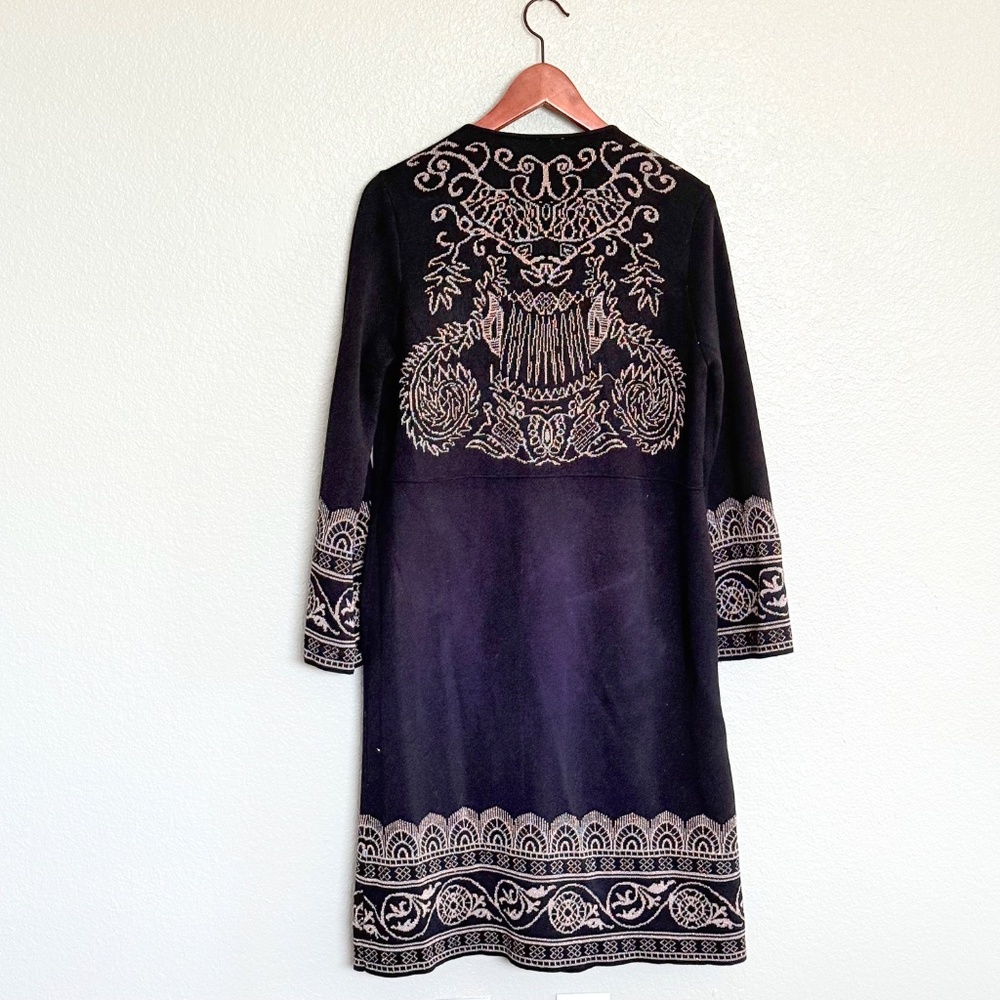 Witchy Whimsigoth Boho Gold & Black Metallic Duster Cardigan Sweater Chicos Sz M - Picture 3 of 16